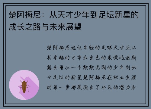 楚阿梅尼：从天才少年到足坛新星的成长之路与未来展望